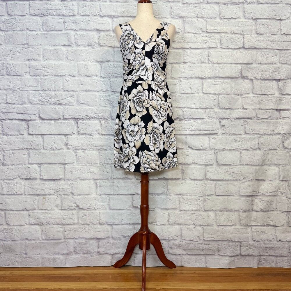Carla Mink Black Floral Knee-Length Dress